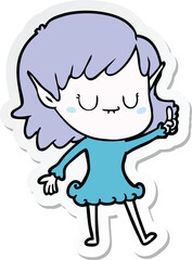 Obraz premium sticker of a happy cartoon elf girl