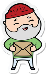 sticker of a cartoon happy bearded man