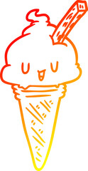 warm gradient line drawing cute ice cream