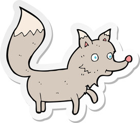 sticker of a cartoon wolf cub