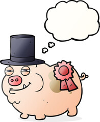 thought bubble cartoon prize winning pig