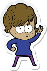 sticker of a cartoon woman