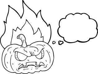 thought bubble cartoon halloween pumpkin