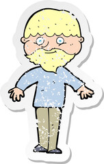 retro distressed sticker of a cartoon happy man