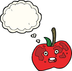 cartoon apple with thought bubble