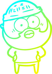 cold gradient line drawing cartoon bearded man