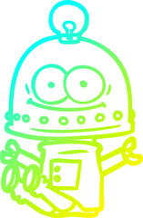 Fototapeta premium cold gradient line drawing happy carton robot with light bulb