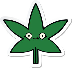 sticker of a cute cartoon marijuana leaf