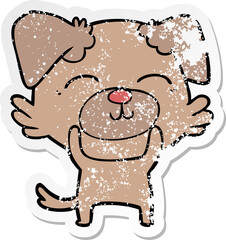 distressed sticker of a cartoon dog