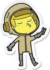 sticker of a cartoon confident astronaut