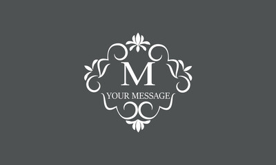 Calligraphic elegant logo design template for letter M. Business sign, identity monogram for restaurant, boutique, hotel, heraldry, jewelry.