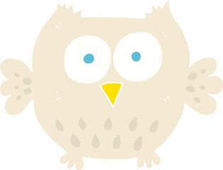 flat color illustration of a cartoon happy owl