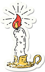 grunge sticker of tattoo style spooky melting candle