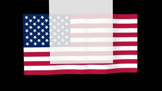 Animated on a transparent background, a composition of shapes painted in red, blue and white colors of the flag of America for a template symbolizing the festive atmosphere of a patriotic event