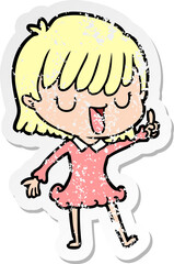 distressed sticker of a cartoon woman