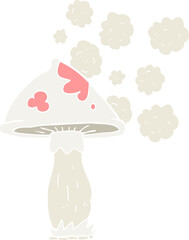 flat color illustration of a cartoon mushroom