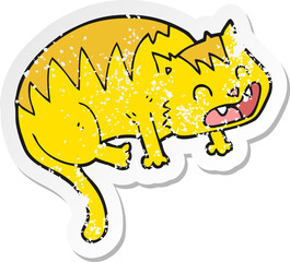 retro distressed sticker of a cartoon cat