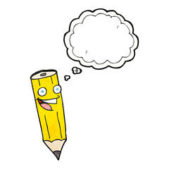 happy thought bubble textured cartoon pencil