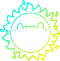 cold gradient line drawing happy cartoon sun
