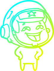 cold gradient line drawing cartoon laughing astronaut