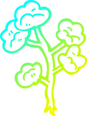 cold gradient line drawing cartoon flowers