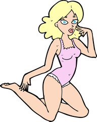 cartoon woman in lingerie