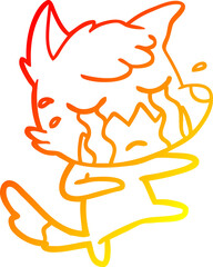warm gradient line drawing crying fox cartoon dancing