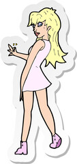 sticker of a cartoon woman posing in dress