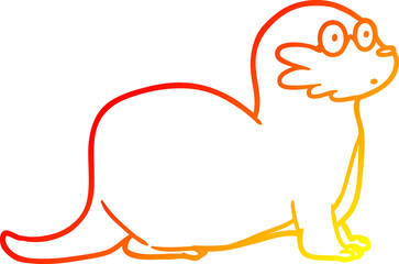 warm gradient line drawing cartoon otter