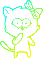 cold gradient line drawing cartoon cat