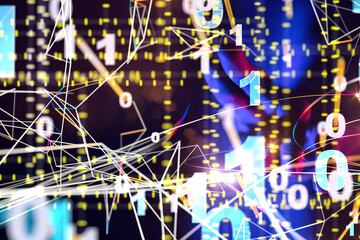 Global network. Blockchain. 3D illustration. Neural networks and artificial intelligence. Abstract