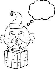 thought bubble cartoon christmas owl