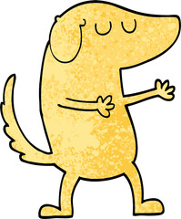 grunge textured illustration cartoon happy dog