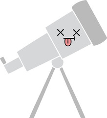 flat color retro cartoon telescope