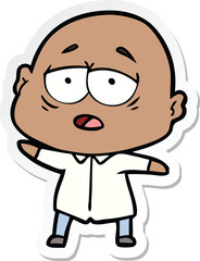 Obraz premium sticker of a cartoon tired bald man