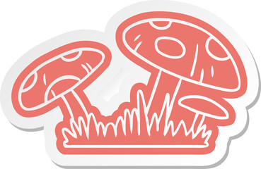 cartoon sticker of a toad stool