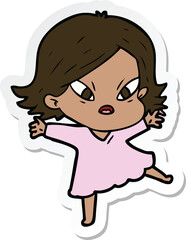 Obraz premium sticker of a cartoon stressed woman