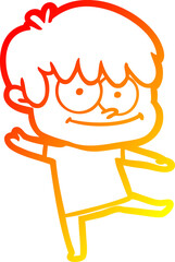 warm gradient line drawing happy cartoon man