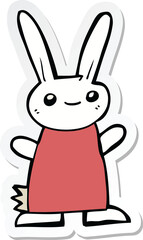sticker of a cute cartoon rabbit