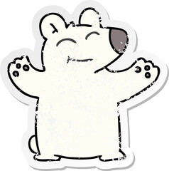 distressed sticker of a quirky hand drawn cartoon polar bear