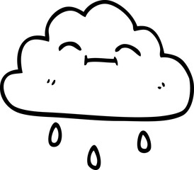 line drawing cartoon happy rain cloud