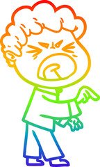 rainbow gradient line drawing cartoon furious man