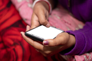 girl mobile typing closeup photo