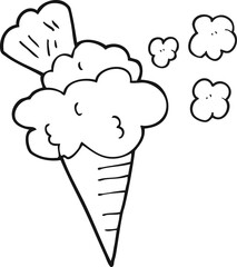 black and white cartoon ice cream
