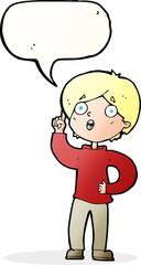 cartoon boy with idea with speech bubble