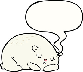 cartoon sleepy polar bear and speech bubble