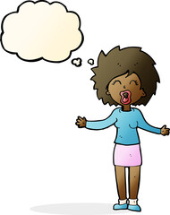 cartoon loud woman with thought bubble