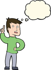cartoon boy with idea with thought bubble