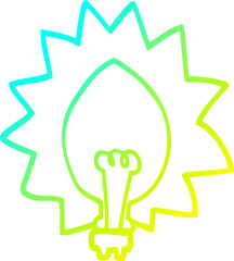 cold gradient line drawing cartoon light bulb