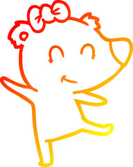 warm gradient line drawing female bear cartoon